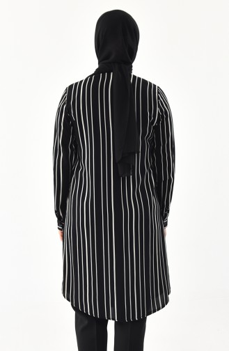 Large Size Striped Tunic 1921A-01 Black 1921A-01