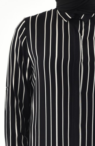 Large Size Striped Tunic 1921A-01 Black 1921A-01