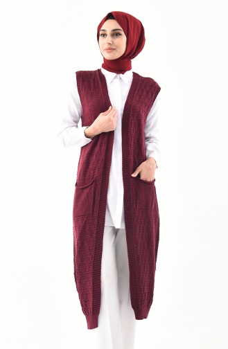 Knitwear Pocket Vest 8109-11 Claret Red 8109-11