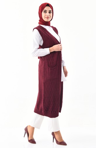 Knitwear Pocket Vest 8109-11 Claret Red 8109-11