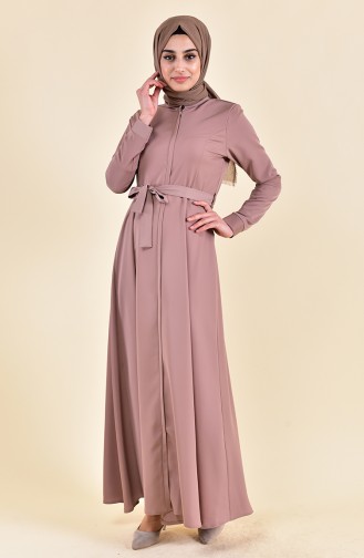 Abaya a Fermeture Cachée 5922-01 Vison 5922-01