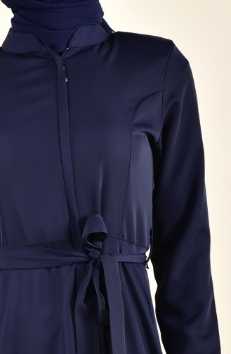 Abaya a Fermeture Cachée 5922-03 Bleu Marine 5922-03