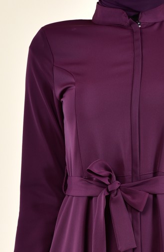 Hidden Zippered Flared Abaya 5922-04 Plum 5922-04