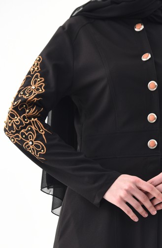 MISS VALLE Embroidered Buttoned Abaya 0135-01 Black 0135-01