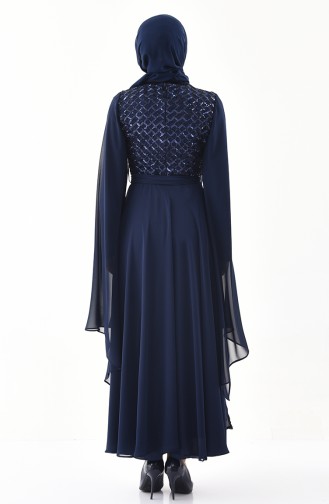 Navy Blue İslamitische Avondjurk 81668-08