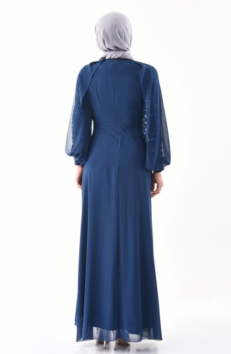 Petrol Hijab Evening Dress 52736-01