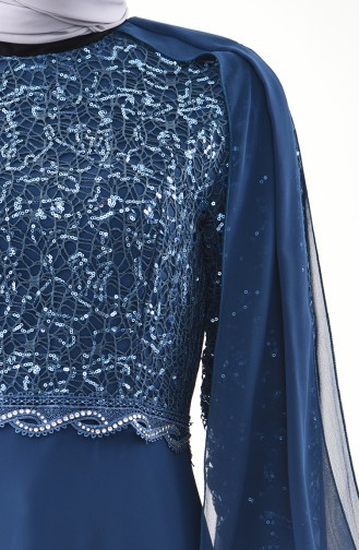 Petrol Hijab Evening Dress 52736-01