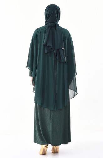 Emerald Green Hijab Evening Dress 1054-02