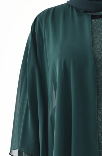 Robe de Soirée a Paillettes Grande Taille 1054-02 Vert emeraude 1054-02
