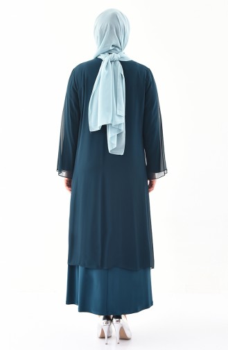 Smaragdgrün Hijab-Abendkleider 2412-04