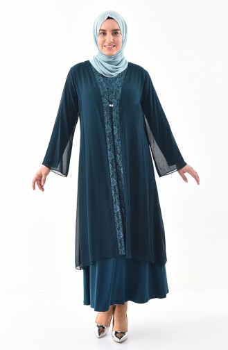 Emerald Green Hijab Evening Dress 2412-04