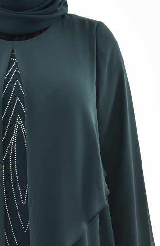 Robe de Soirée Imprimée de Pierre Grande Taille 1296-01 Vert emeraude 1296-01