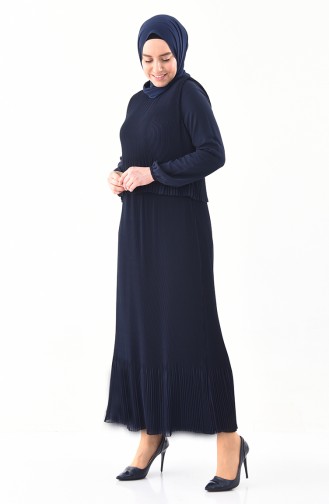 Dunkelblau Hijab Kleider 7216-08