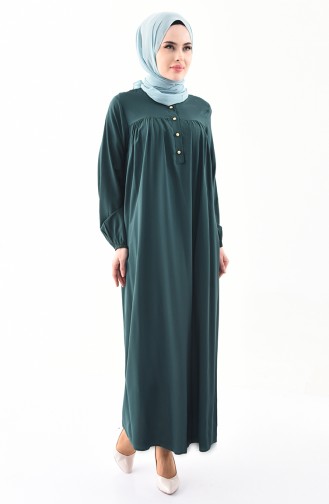 فستان بتفاصيل أزرار اخضر زمردي 1195-02
