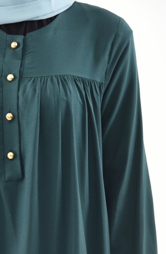 Düğmeli Elbise 1195-02 Zümrüt Yeşili 1195-02