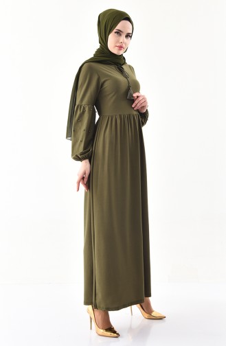 Pearl Sleeve Dress 0307-01 Khaki 0307-01