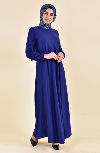 EFE Elastic Sleeve Dress 4141-09 Indigo 4141-09