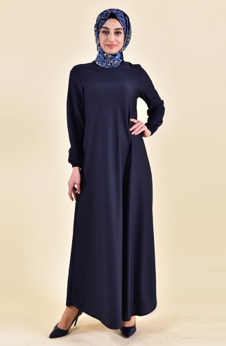 EFE Elastic Sleeve Dress 4141-10 Dark Navy Blue 4141-10