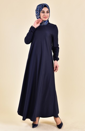 Dark Navy Blue Hijab Dress 4141-10