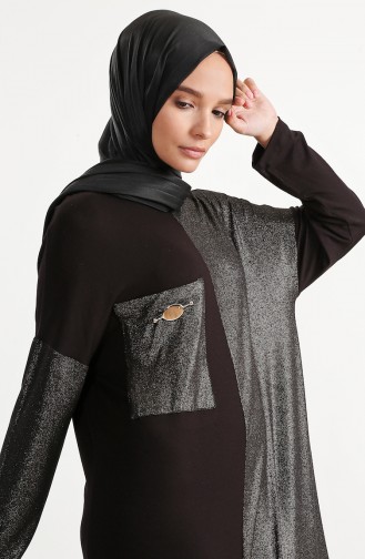 Schwarz Hijab Kleider 1353-01