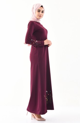 توبانور فستان مُحاك بتفاصيل مُطرزة 2980-11 لون أرجواني 2980-11
