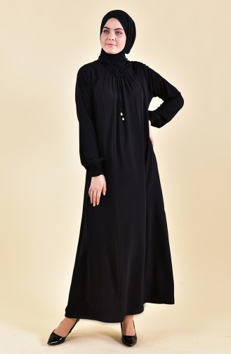 Kolu Lastikli Yazlık Elbise 2005-01 Siyah