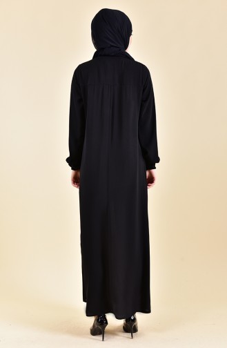 فستان صيفي بتصميم اكمام مزمومة 2005-01 لون اسود 2005-01