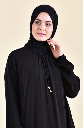 Kolu Lastikli Yazlık Elbise 2005-01 Siyah