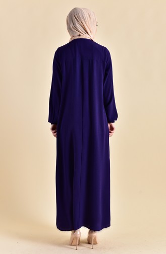 Kolu Lastikli Yazlık Elbise 2005-02 Mor