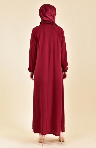 فستان صيفي بتصميم اكمام مزمومة 2005-03 لون خمري 2005-03