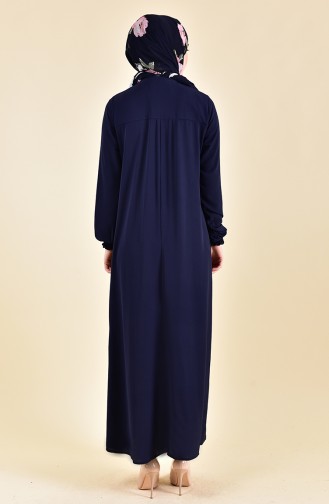 فستان صيفي بتصميم اكمام مزمومة 2005-04 لون كحلي 2005-04