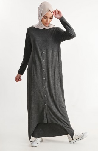 Button Detailed Dress 1279-02 Anthracite 1279-02