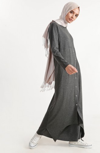 Button Detailed Dress 1279-02 Anthracite 1279-02