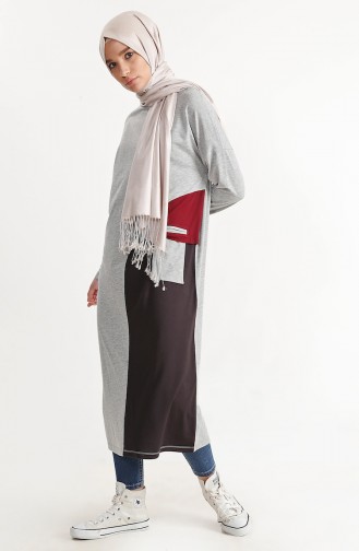 Pocketed Long Tunic 1311-01 Gray 1311-01