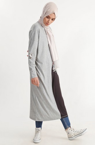 Pocketed Long Tunic 1311-01 Gray 1311-01