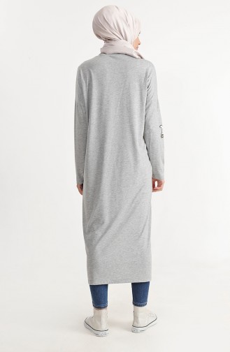 Pocketed Long Tunic 1311-01 Gray 1311-01