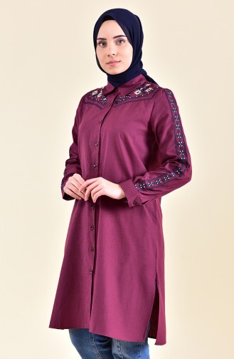 Embroidered Tunic  8224-10 Plum 8224-10