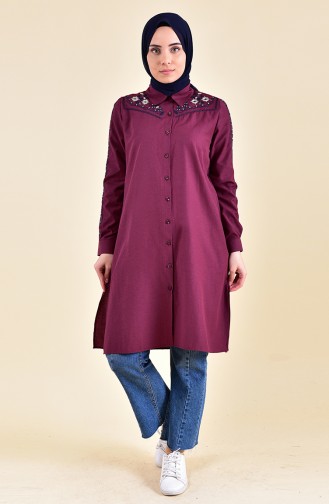 Embroidered Tunic  8224-10 Plum 8224-10