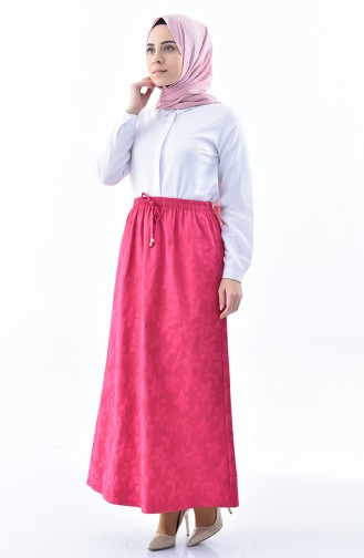 Waist Elastic Jacquard Skirt 1120-02 Fuchsia 1120-02