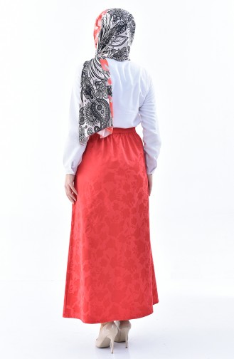 Waist Elastic Jacquard Skirt 1120A-01 Pomegranate Flower 1120A-01
