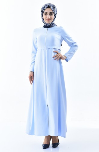 Zippered Abaya 1044-08 Baby Blue 1044-08