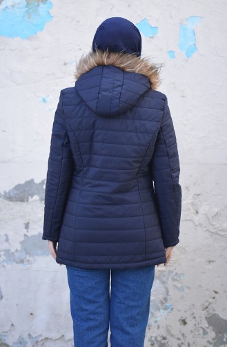 Manteau Matelassé a Capuche 0121-03 Bleu Marine 0121-03