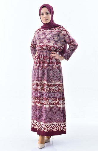 Patterned Summer Dress 2059-01 Plum 2059-01