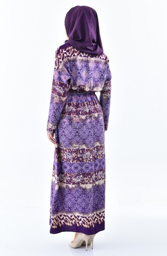 Patterned Summer Dress 2059-02 Purple 2059-02
