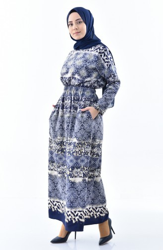 Dunkelblau Hijab Kleider 2059-03