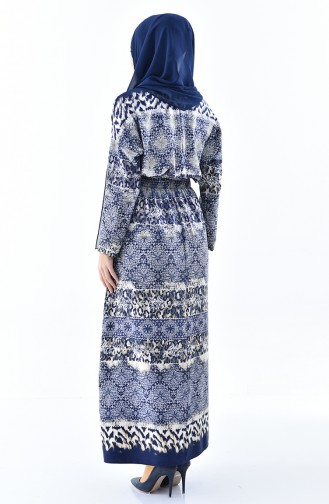 Dunkelblau Hijab Kleider 2059-03