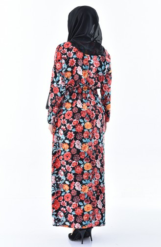 Patterned Summer Dress 2060-02 Black 2060-02