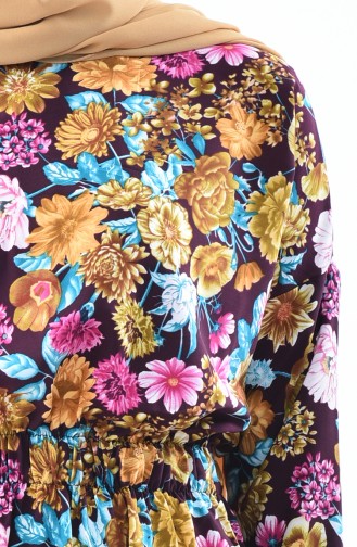 فستان صيفي بتصميم مُطبع 2060-03 لون بنفسجي 2060-03