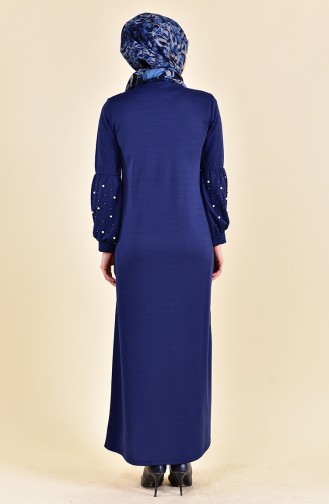 Navy Blue Hijab Dress 4003-01