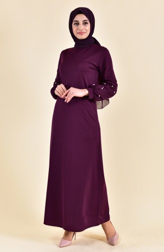 Dark Plum Hijab Dress 4003-02